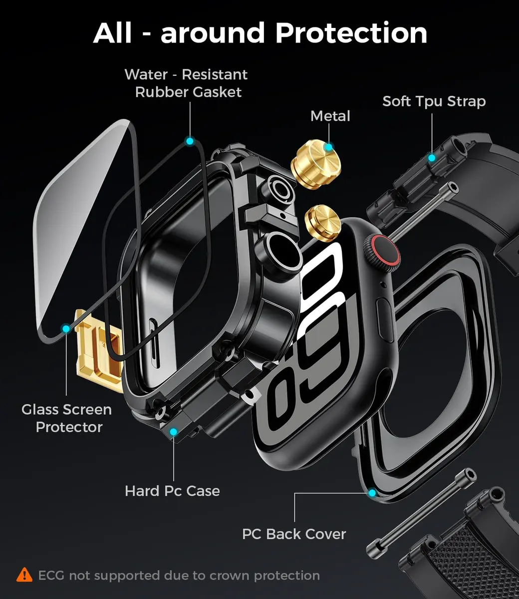 Goton Rugged Sport Band with Case for Apple Watch 44mm | Heavy-Duty Water-Resistant Armor - view 6