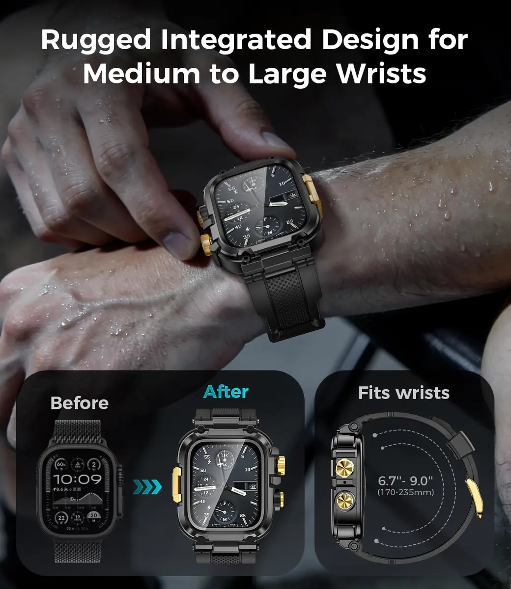 Goton Rugged Sport Band with Case for Apple Watch 44mm | Heavy-Duty Water-Resistant Armor - view 4