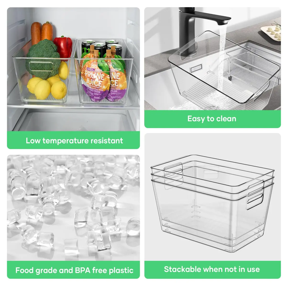 Faryuan 6 Pack Clear Plastic Storage Bins 11" Large Pantry Organizer BPA-Free - view 6