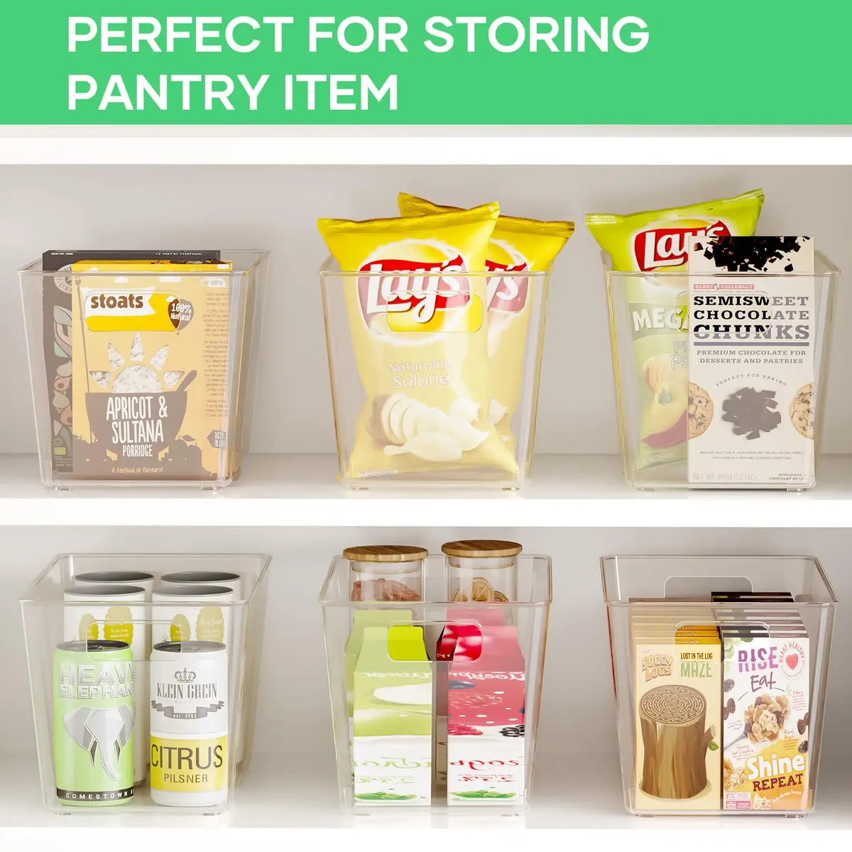 Faryuan 6 Pack Clear Plastic Storage Bins 11" Large Pantry Organizer BPA-Free - view 4