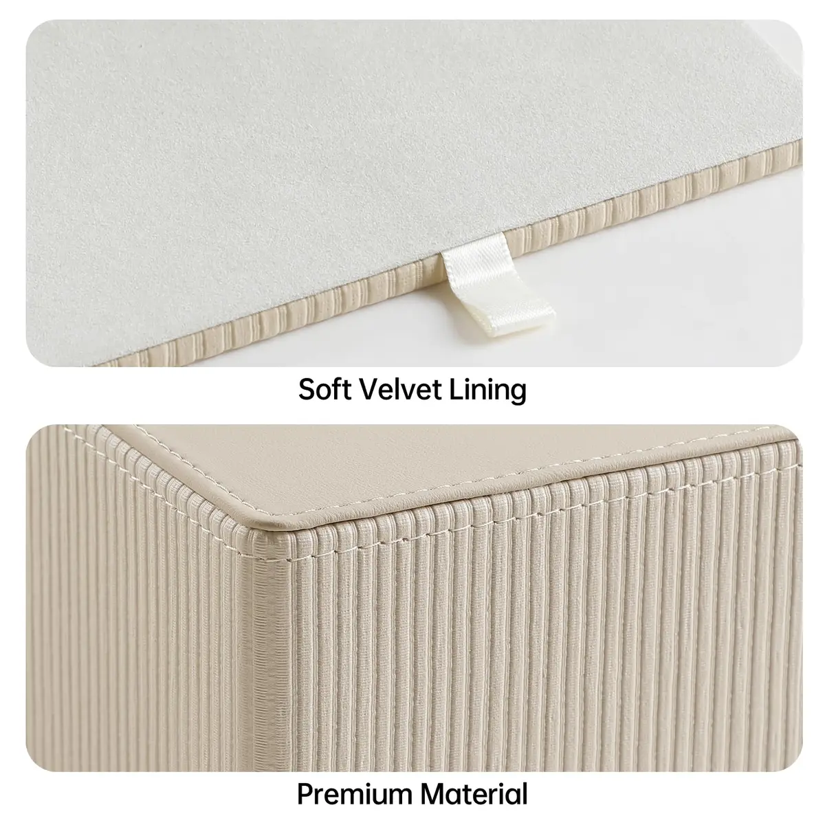 Cretkhp PU Leather Square Tissue Box Cover Beige | Modern Magnetic Closure for Bathrooms & Desks - view 4