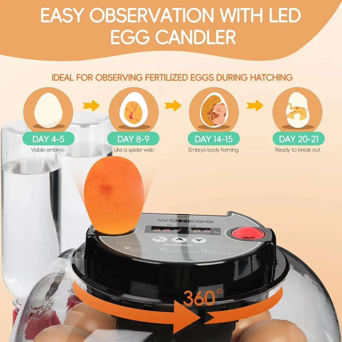 ZEMIRO CHARGE Series II Incubator 12 Egg | Auto Humidity & Temp Control, Beginner Friendly - view 5