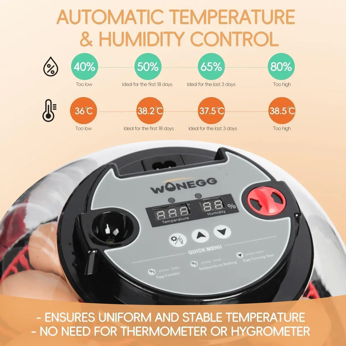 ZEMIRO CHARGE Series II Incubator 12 Egg | Auto Humidity & Temp Control, Beginner Friendly - view 2