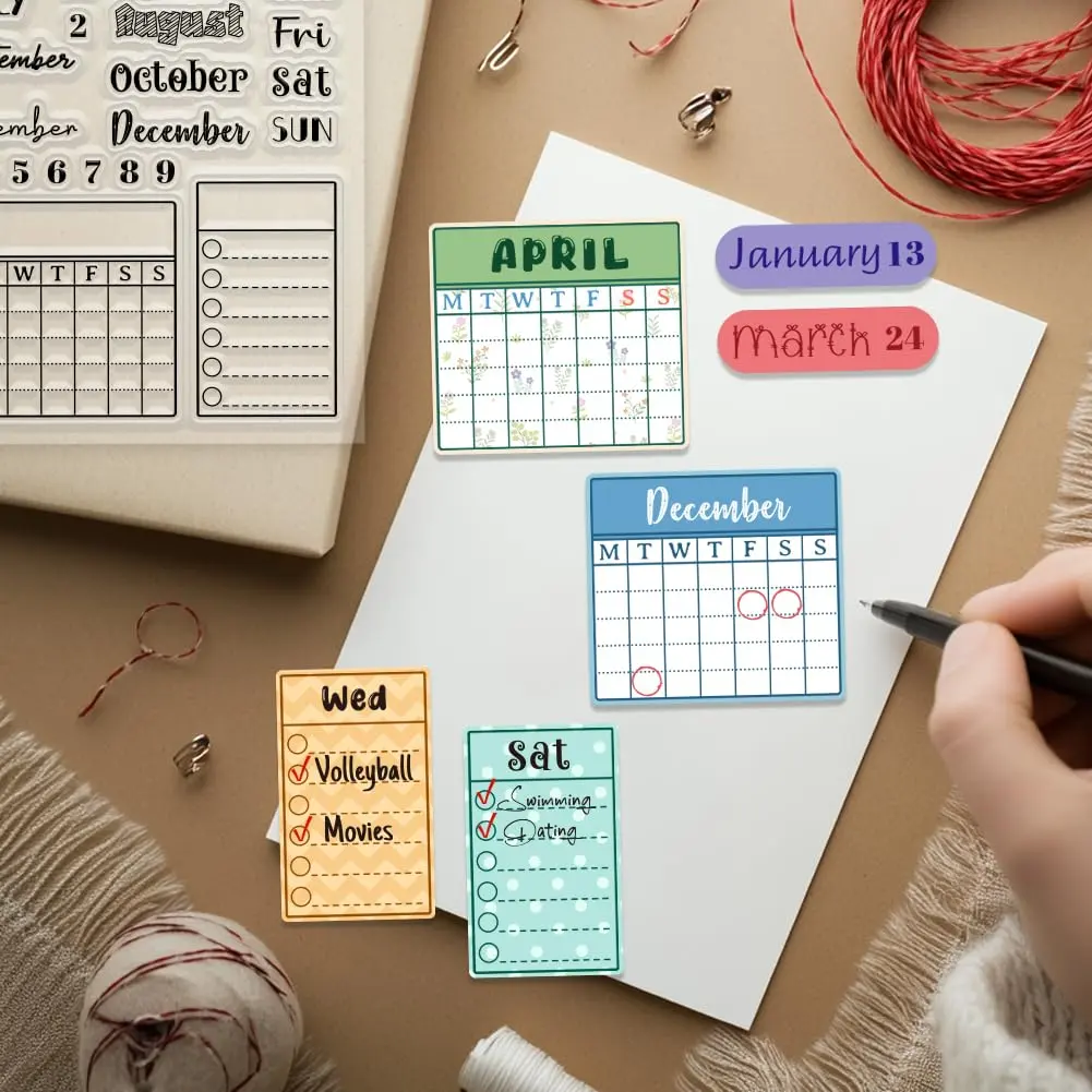 CHGCRAFT Month Week Calendar Clear Stamp 6.3x4.33inch | Durable Silicone DIY Craft Tool - view 4
