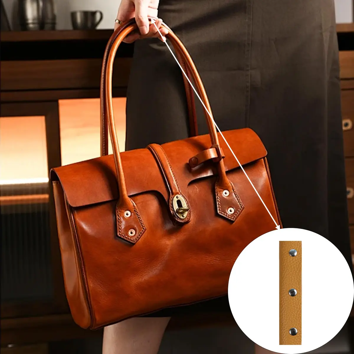 bociloy Leather Handbag Handle Wrap Covers 130x90mm | Soft PU Leather for Tote & Travel Bags - view 5