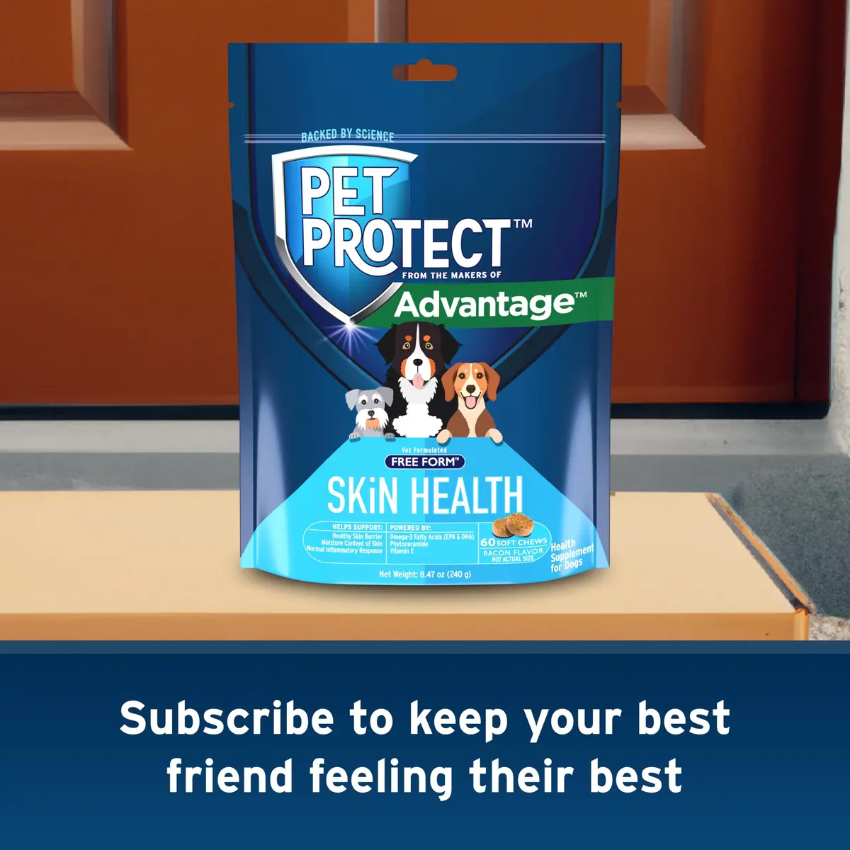 Pet Protect Skin Health Supplement for Dogs, Bacon Flavor, 60ct | Supports Sensitive Skin & Moisture - view 9