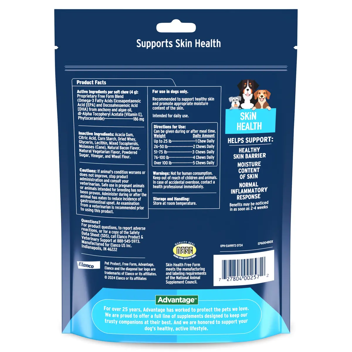 Pet Protect Skin Health Supplement for Dogs, Bacon Flavor, 60ct | Supports Sensitive Skin & Moisture - view 2