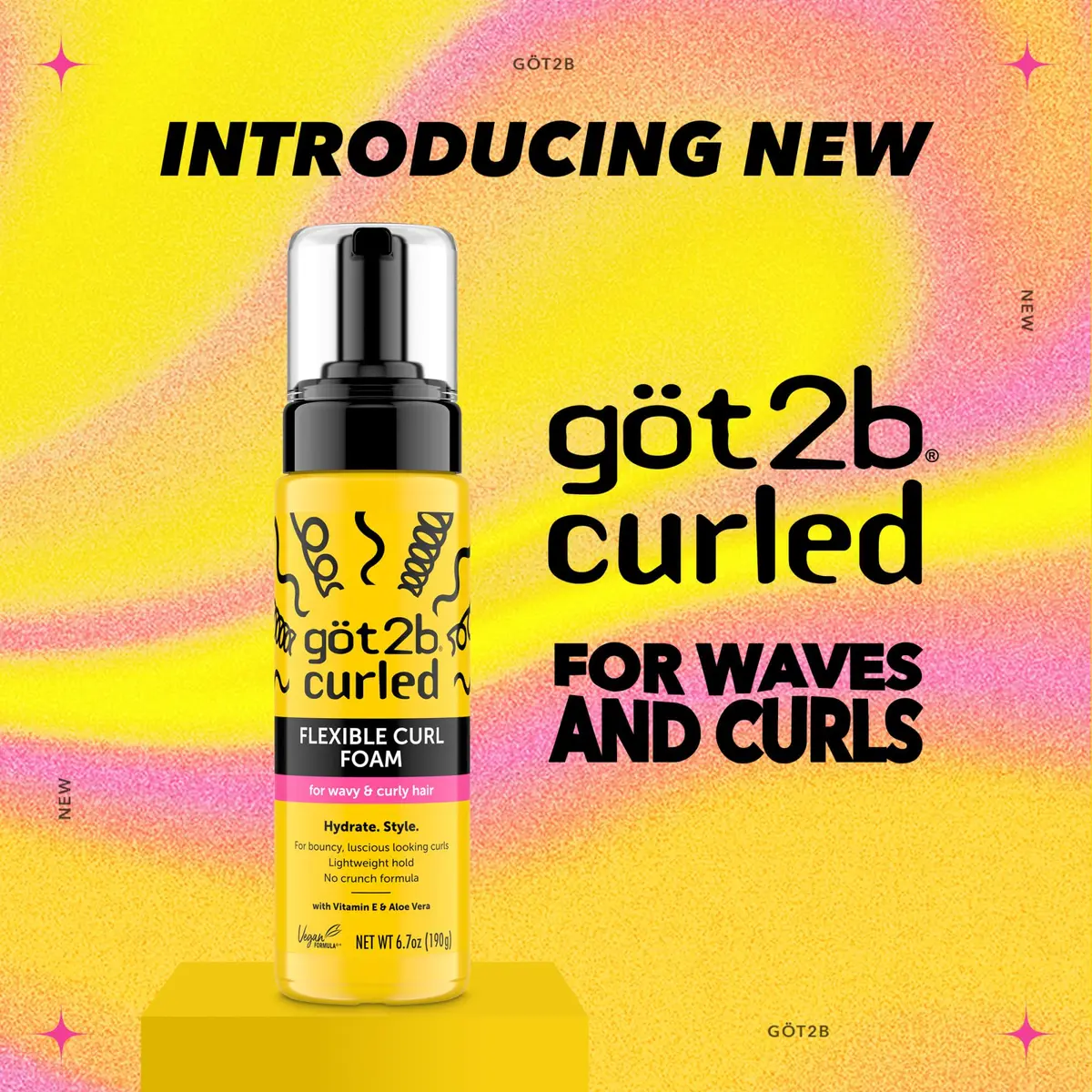 Got2B Curled Flexible Curl Foam Mousse for Wavy & Curly Hair 200ml (6.7 fl oz) | Lightweight Hydration & Frizz Control - view 2