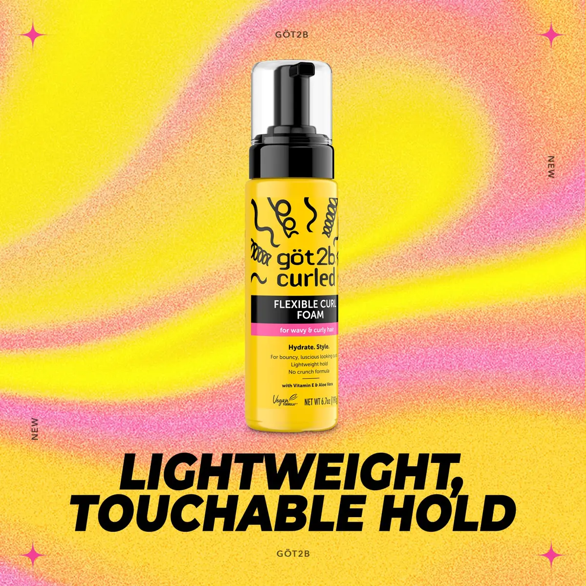 Got2B Curled Flexible Curl Foam Mousse for Wavy & Curly Hair 200ml (6.7 fl oz) | Lightweight Hydration & Frizz Control - view 3
