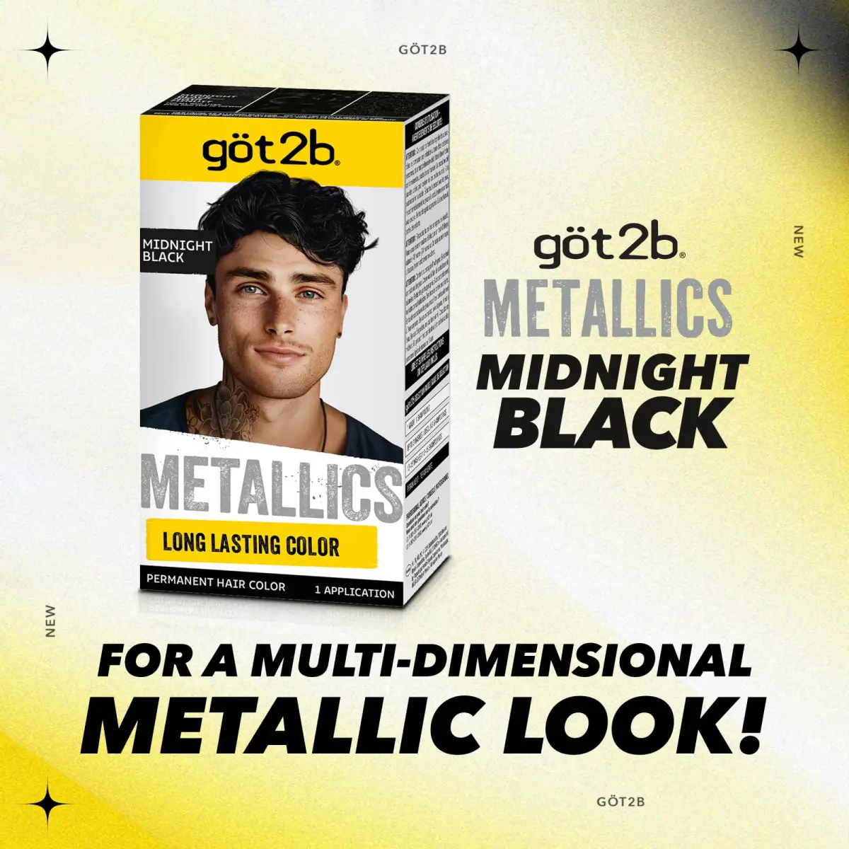 Got2B Metallics Permanent Hair Color Midnight Black 205ml (7.05 Oz) | Metallic Shine Booster - view 6