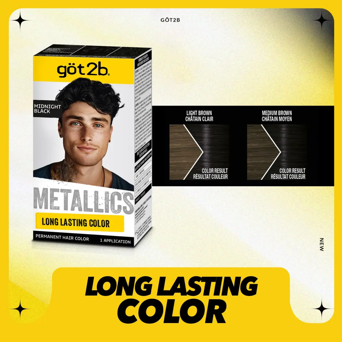 Got2B Metallics Permanent Hair Color Midnight Black 205ml (7.05 Oz) | Metallic Shine Booster - view 2