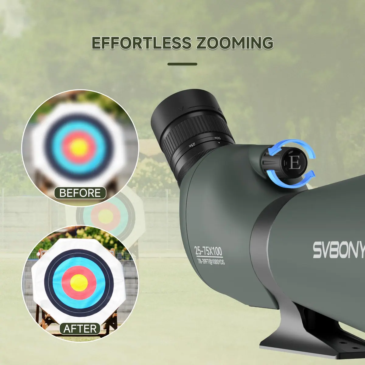 SVBONY SV28 Spotting Scope 25-75x100mm | High Magnification Optics for Target Shooting & Birdwatching - view 7