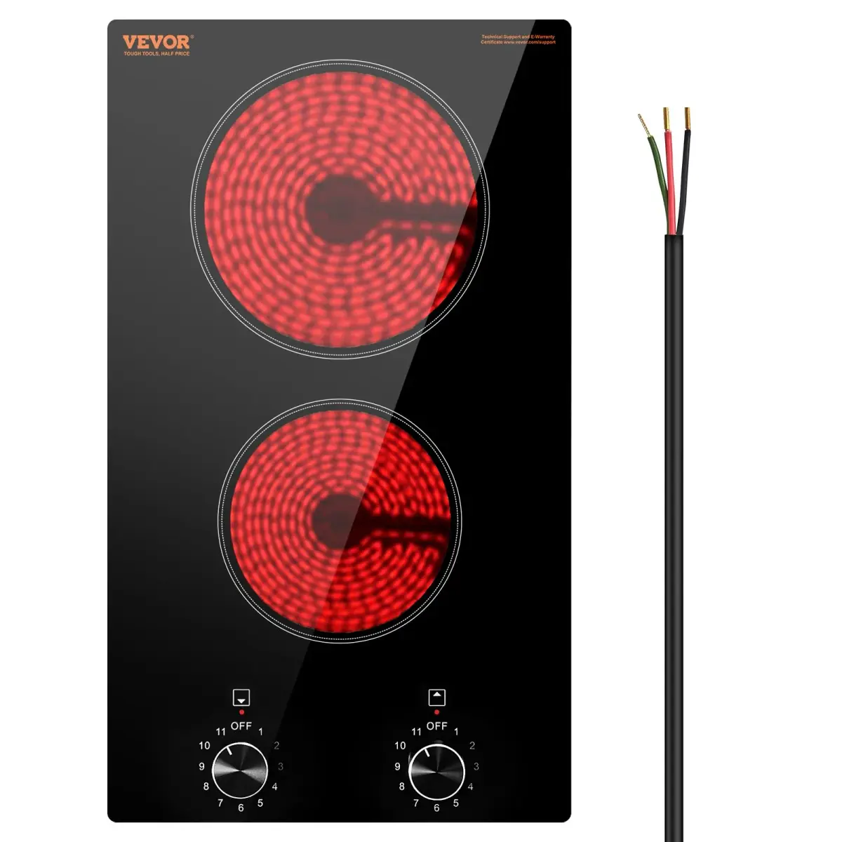 VEVOR 12-inch Built-in Electric Ceramic Cooktop 3000W | 220V Compatible with 11 Heat Levels - main product image