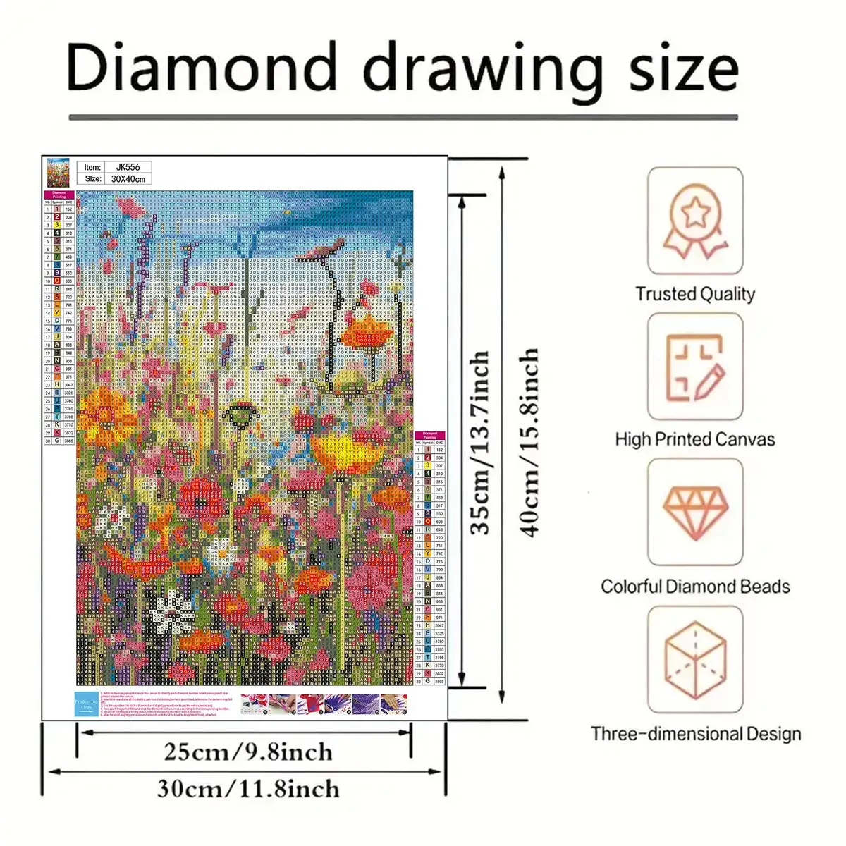 BYGFHLYW Sea of Flowers 5D Diamond Painting Kit 30x40cm (12x16 Inches) | Full Drill Crystal Art for Adults & Beginners - view 5