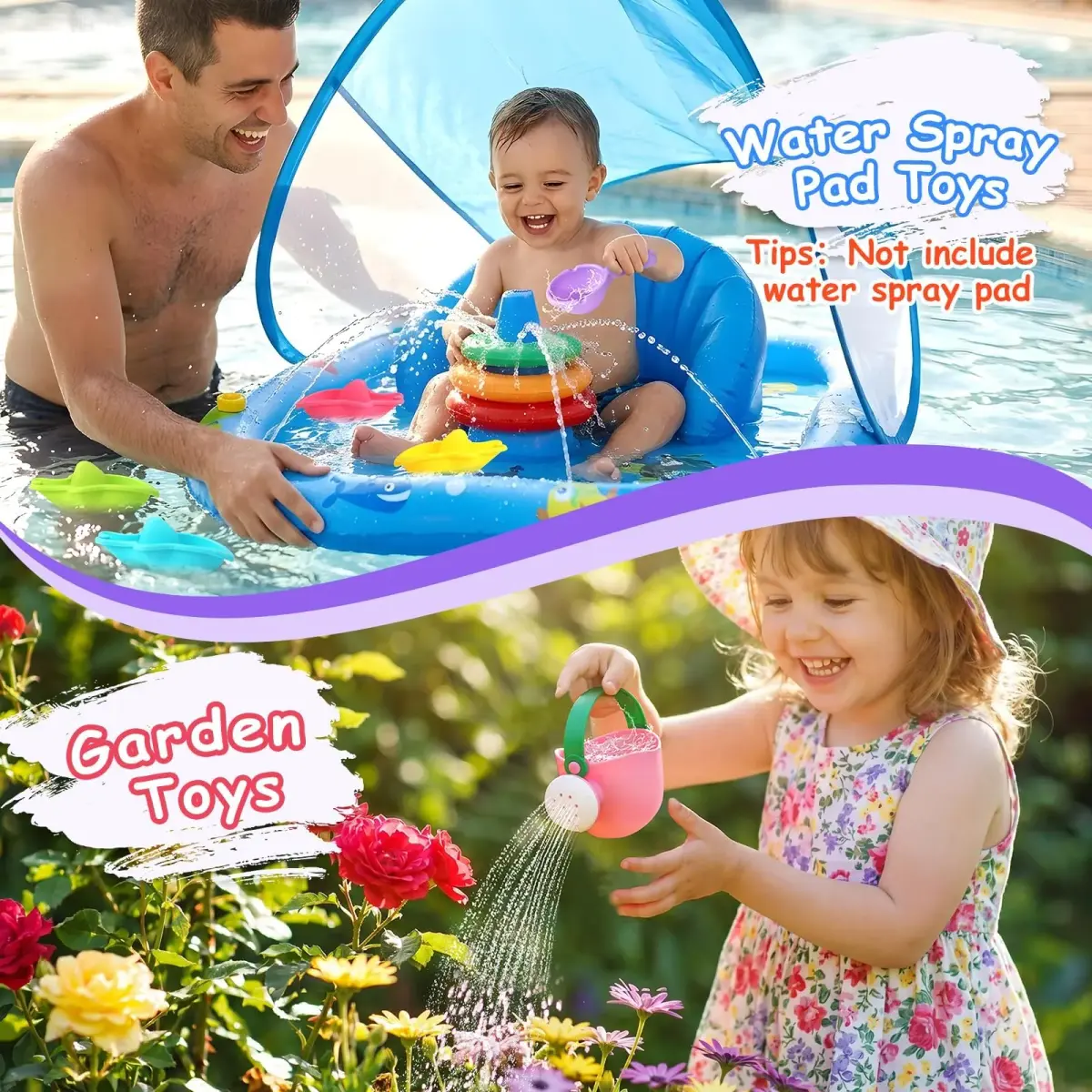 Fajiabao Mold-Free Baby Bath Toys 6-Piece Set | Stackable Shark Boats, Watering Can & Scoop for Toddlers Ages 1-3 - view 3