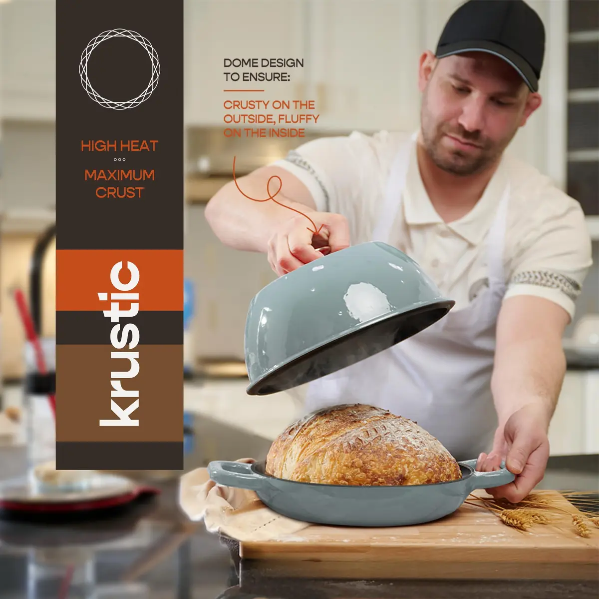 Krustic Enameled Cast Iron Dutch Oven 6 Qt | Perfect for Sourdough & Baking - view 4