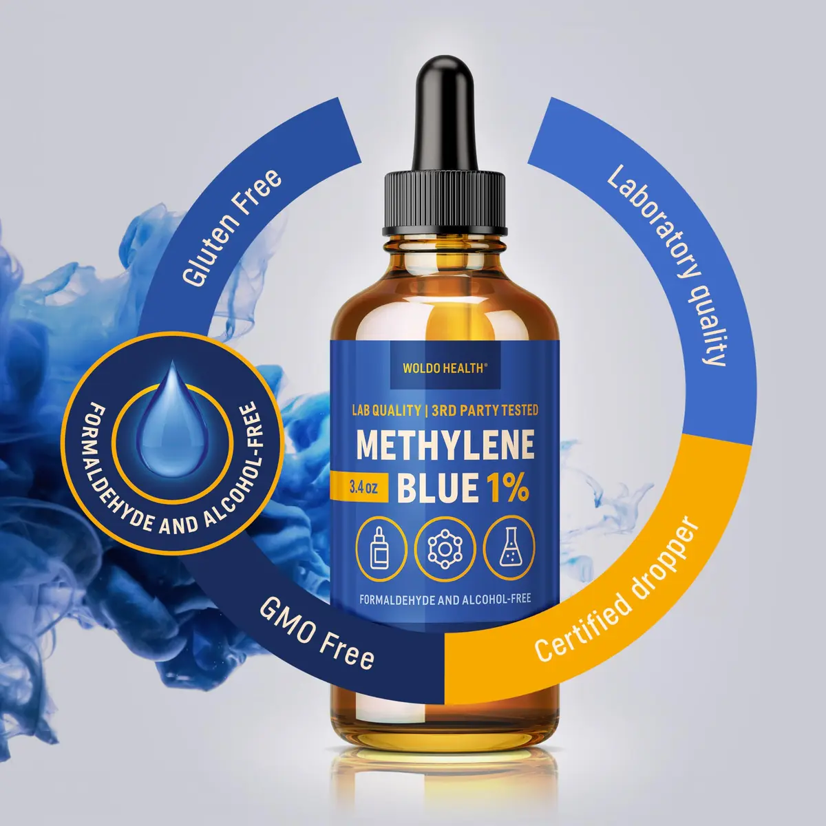 WoldoHealth Methylene Blue 1% Drops 3.4 Fl Oz | USP Pharmaceutical Grade Laboratory Reagent - view 6
