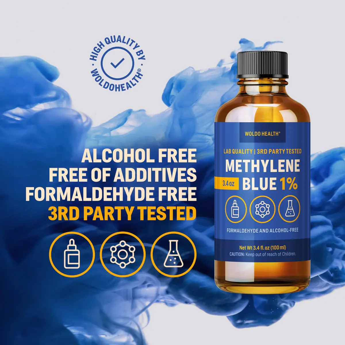WoldoHealth Methylene Blue 1% Drops 3.4 Fl Oz | USP Pharmaceutical Grade Laboratory Reagent - view 7