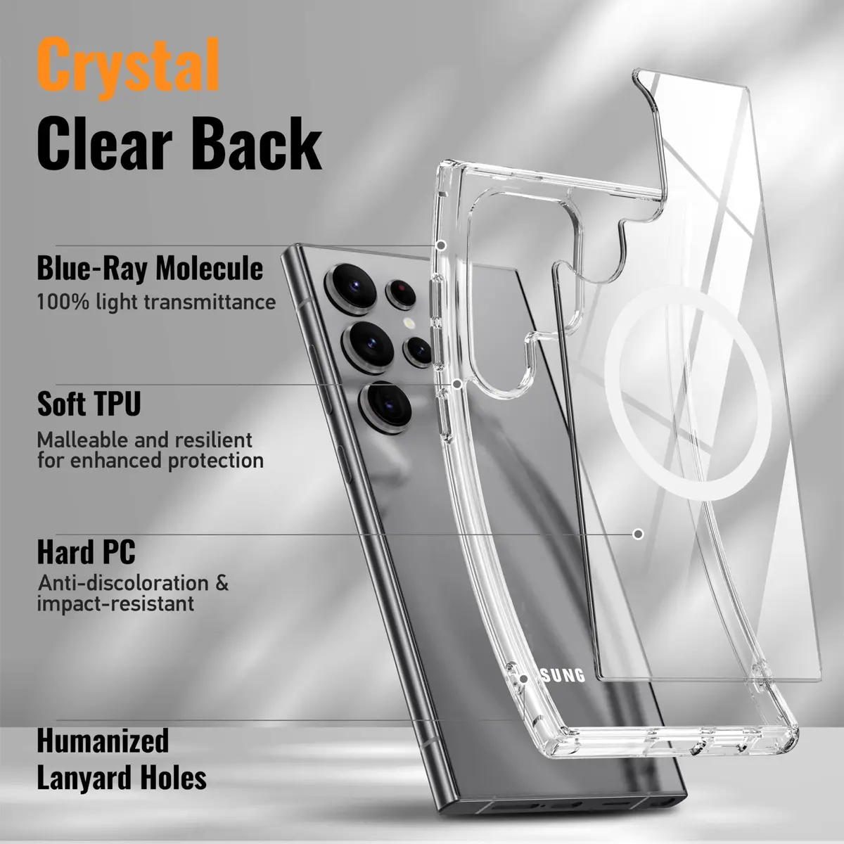 Oterkin Magnetic for Samsung Galaxy S25 Ultra Case Clear | MagSafe Compatible & Anti-Yellowing (70-120 chars) - view 7