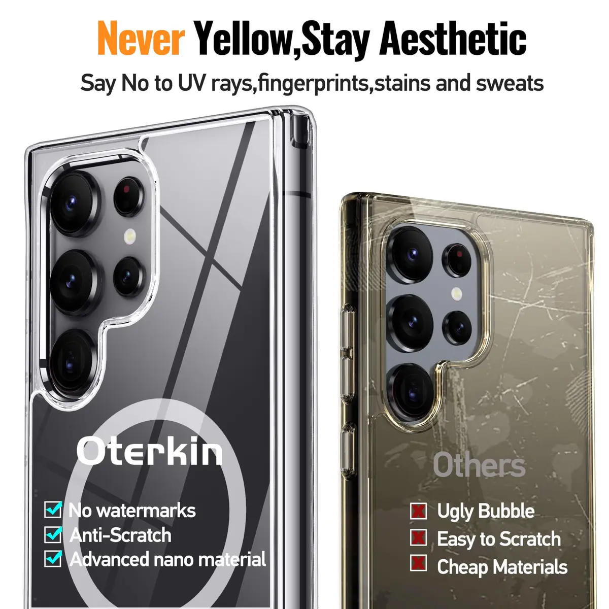 Oterkin Magnetic for Samsung Galaxy S25 Ultra Case Clear | MagSafe Compatible & Anti-Yellowing (70-120 chars) - view 3