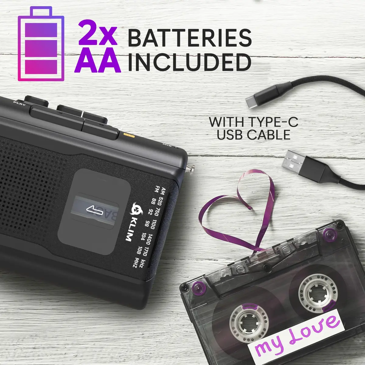 KLIM K8 Portable Cassette Player Recorder with AM/FM Radio & Speaker | 12.1cm x 9.16cm x 3.95cm - view 5