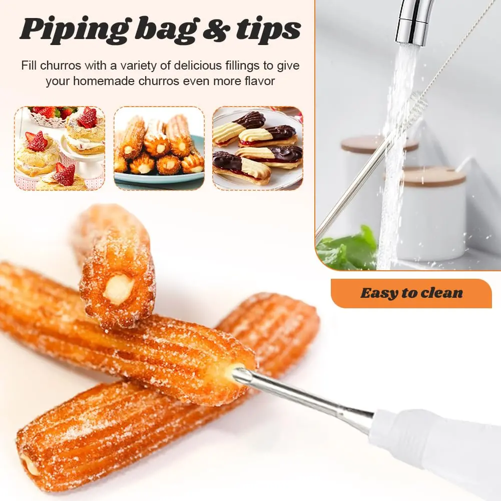 CALIDAKA 3-in-1 Churro Maker Kit, Stainless Steel Cookie Press Gun | Easy Home Baking (120 chars) - view 6