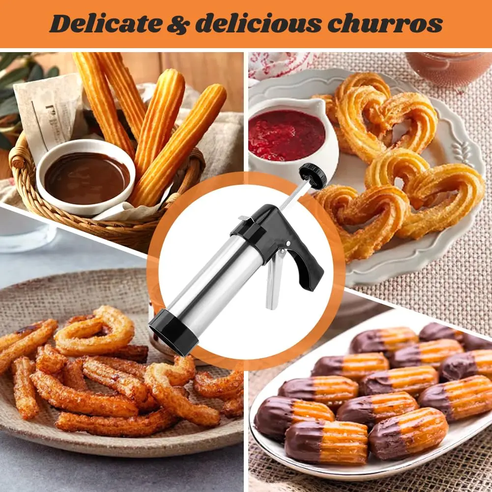CALIDAKA 3-in-1 Churro Maker Kit, Stainless Steel Cookie Press Gun | Easy Home Baking (120 chars) - view 7