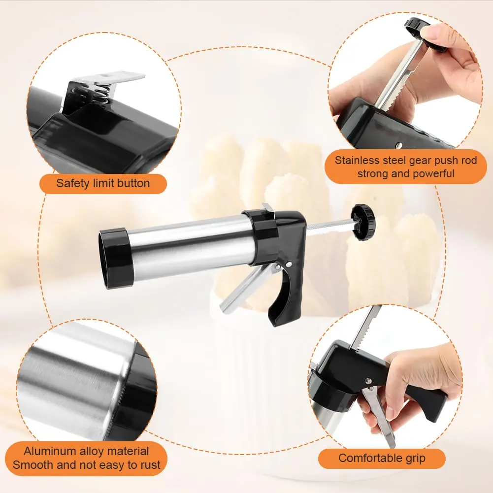 CALIDAKA 3-in-1 Churro Maker Kit, Stainless Steel Cookie Press Gun | Easy Home Baking (120 chars) - view 4