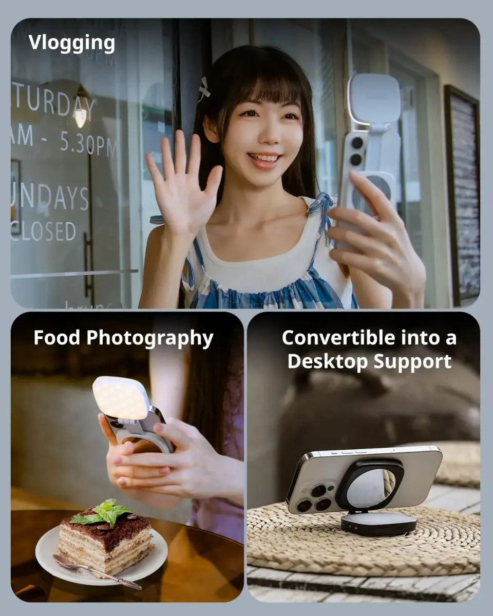SmallRig Magnetic Selfie Light with Mirror, White | 360° Fill Light Coverage for Content Creation - view 8
