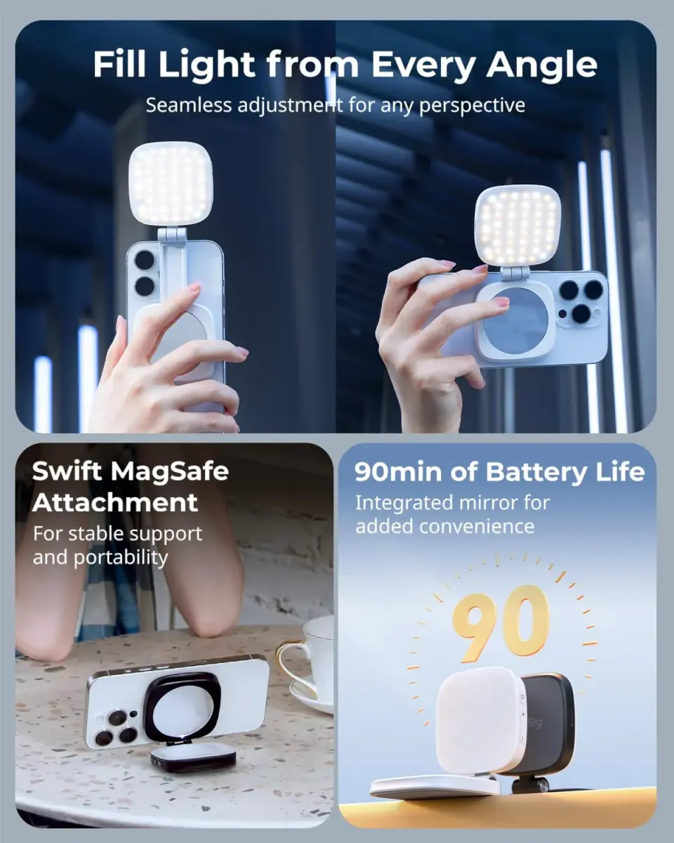 SmallRig Magnetic Selfie Light with Mirror, White | 360° Fill Light Coverage for Content Creation - view 2