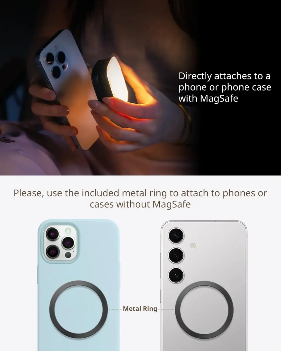 SMALLRIG Magnetic Selfie Light for iPhone, Phone Light with Mirror, Black | 6cm (2.36in) Compact LED Video Light - view 3