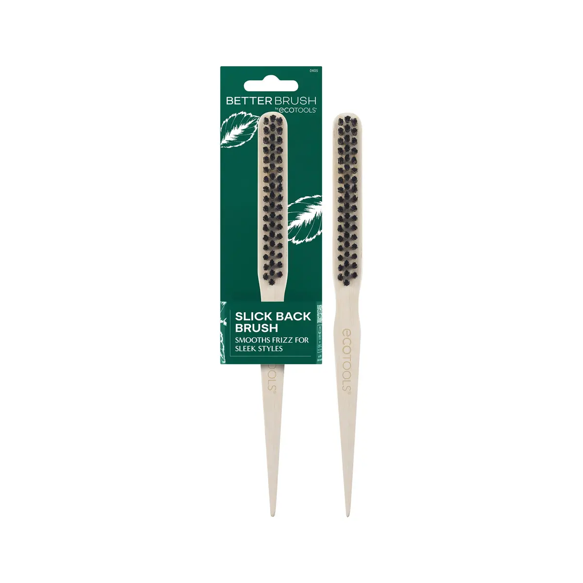 EcoTools Slick Back Hairbrush, Small Brush for Ponytail or Bun, 1 Count | Eco-Friendly, Vegan Boar Bristles, Bamboo Handle - main product image
