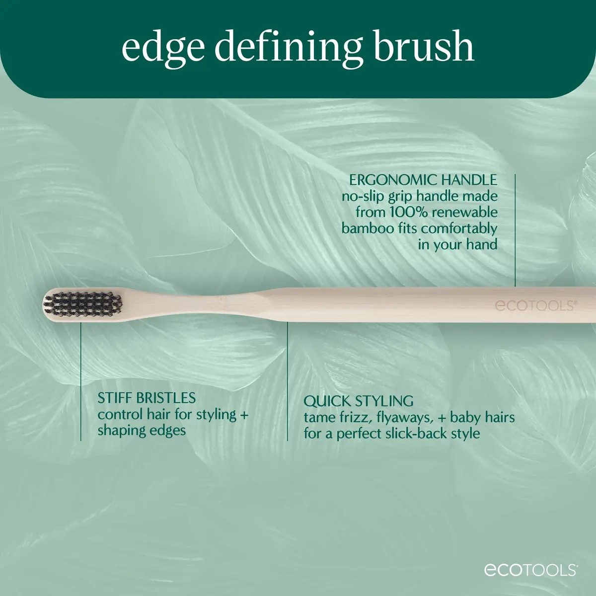 EcoTools Edge Defining Hairbrush for Baby Hair | Eco-Friendly Bamboo, Precise Control (70-120 chars) - view 2