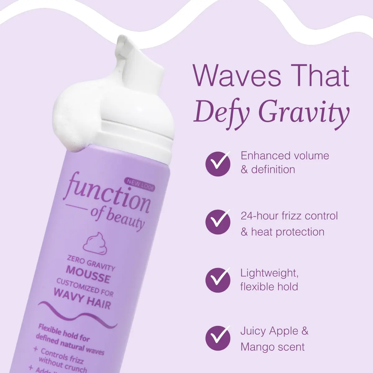 Function of Beauty Wavy Hair Mousse for Styling - Anti-Frizz, Lightweight Hold, 7 fl oz | Supports Natural Waves & Frizz Control - view 2