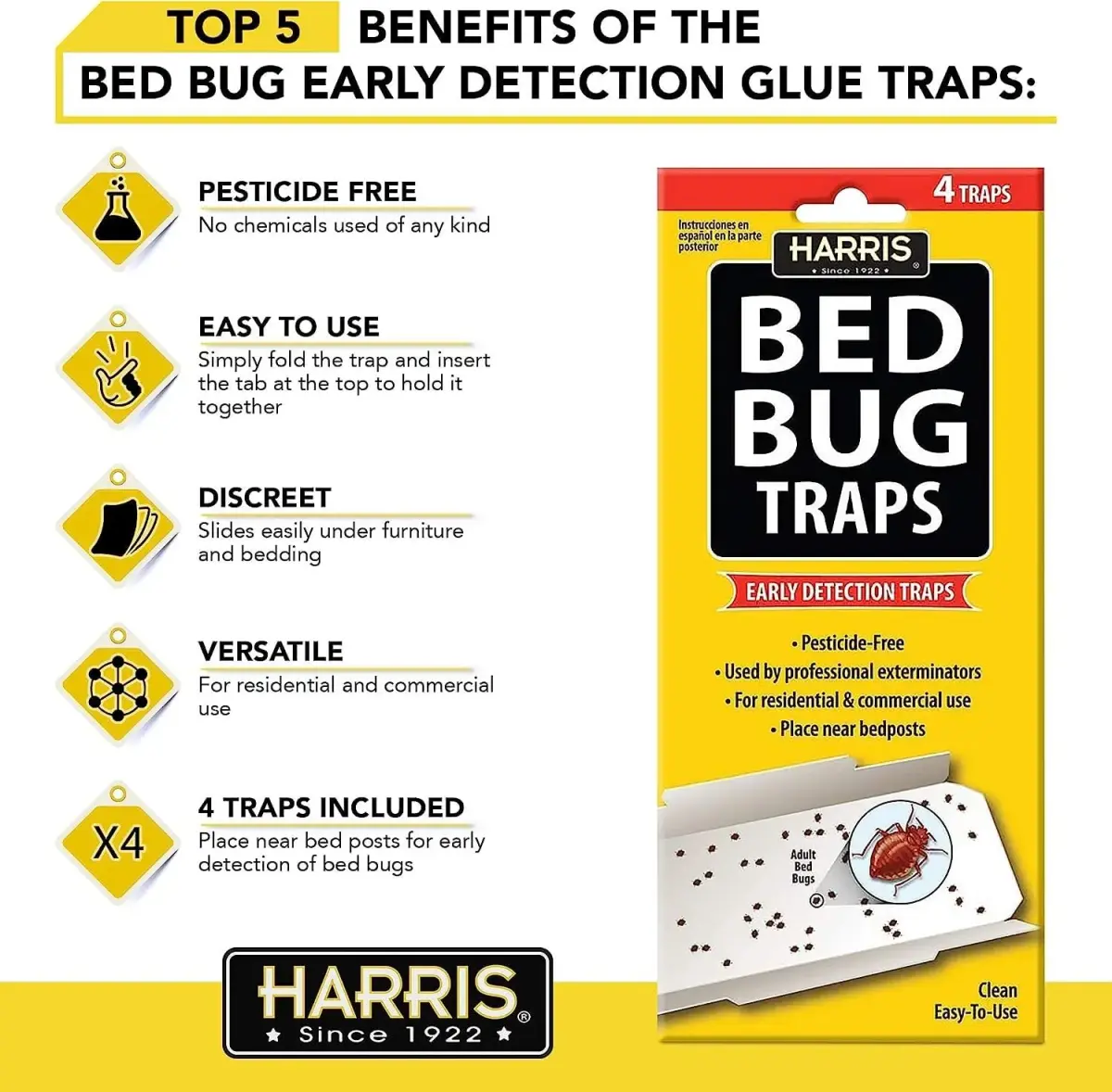 Harris Bed Bug Early Detection Glue Traps 8 Traps (Pack of 2) | Discreet Monitoring for Indian Homes - view 3