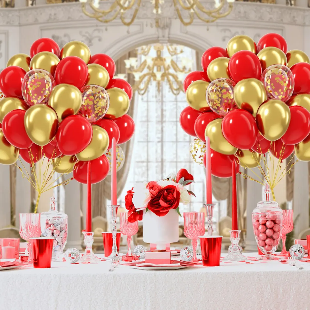 awenztech Red & Gold Balloons 60pcs (12-inch) | Assorted Colors Party Value Pack - view 6
