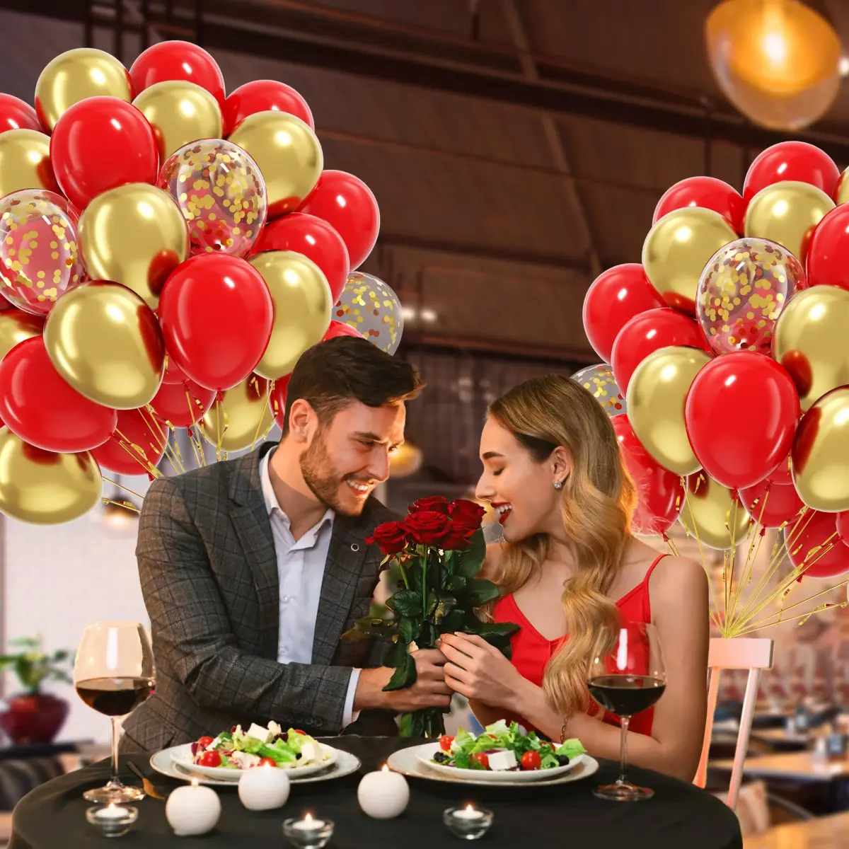 awenztech Red & Gold Balloons 60pcs (12-inch) | Assorted Colors Party Value Pack - view 4