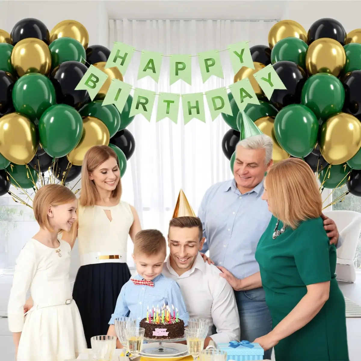 awenztech Green Black Gold Balloons 12inch (Pack of 62) | Assorted Colors for Party Planners - view 5