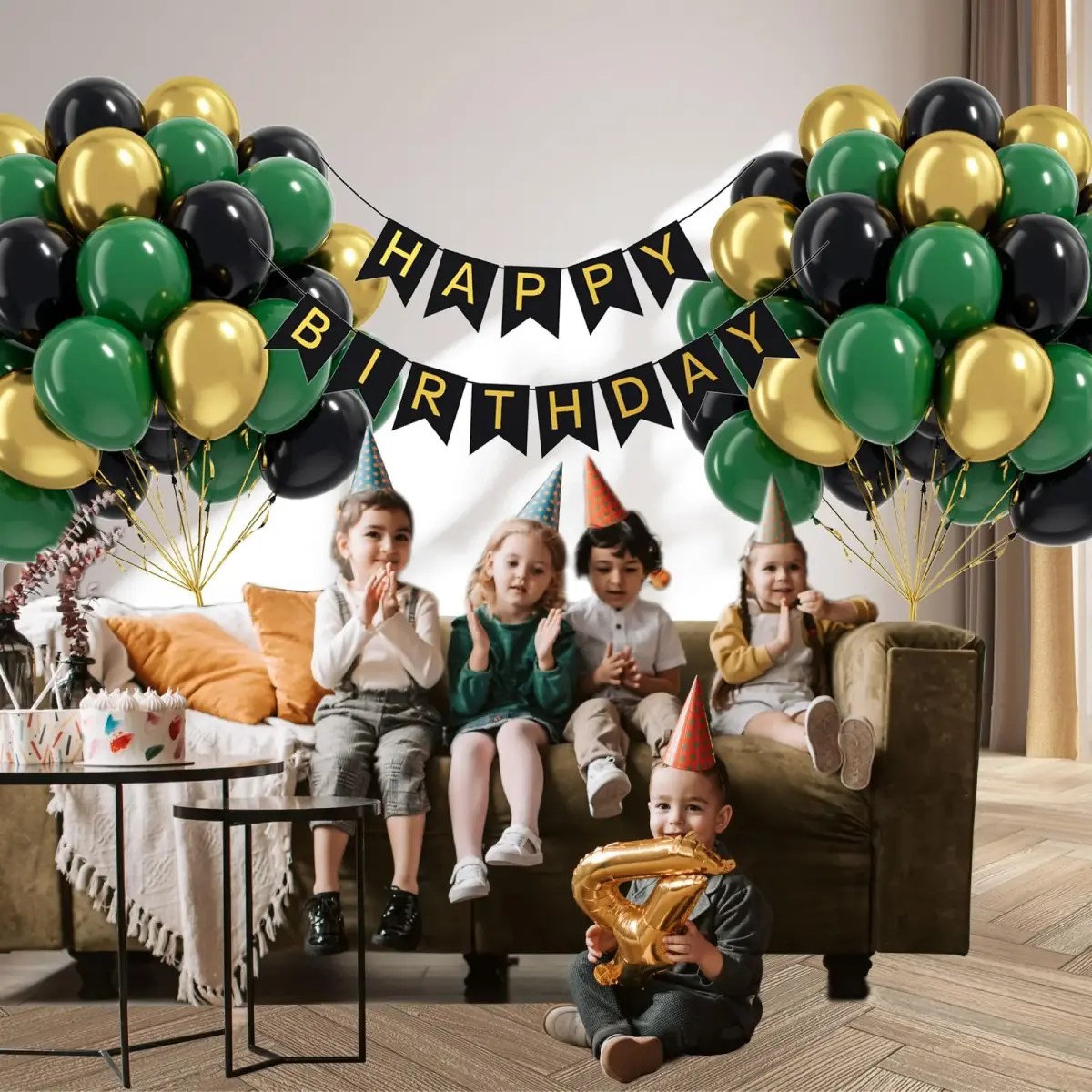 awenztech Green Black Gold Balloons 12inch (Pack of 62) | Assorted Colors for Party Planners - view 6