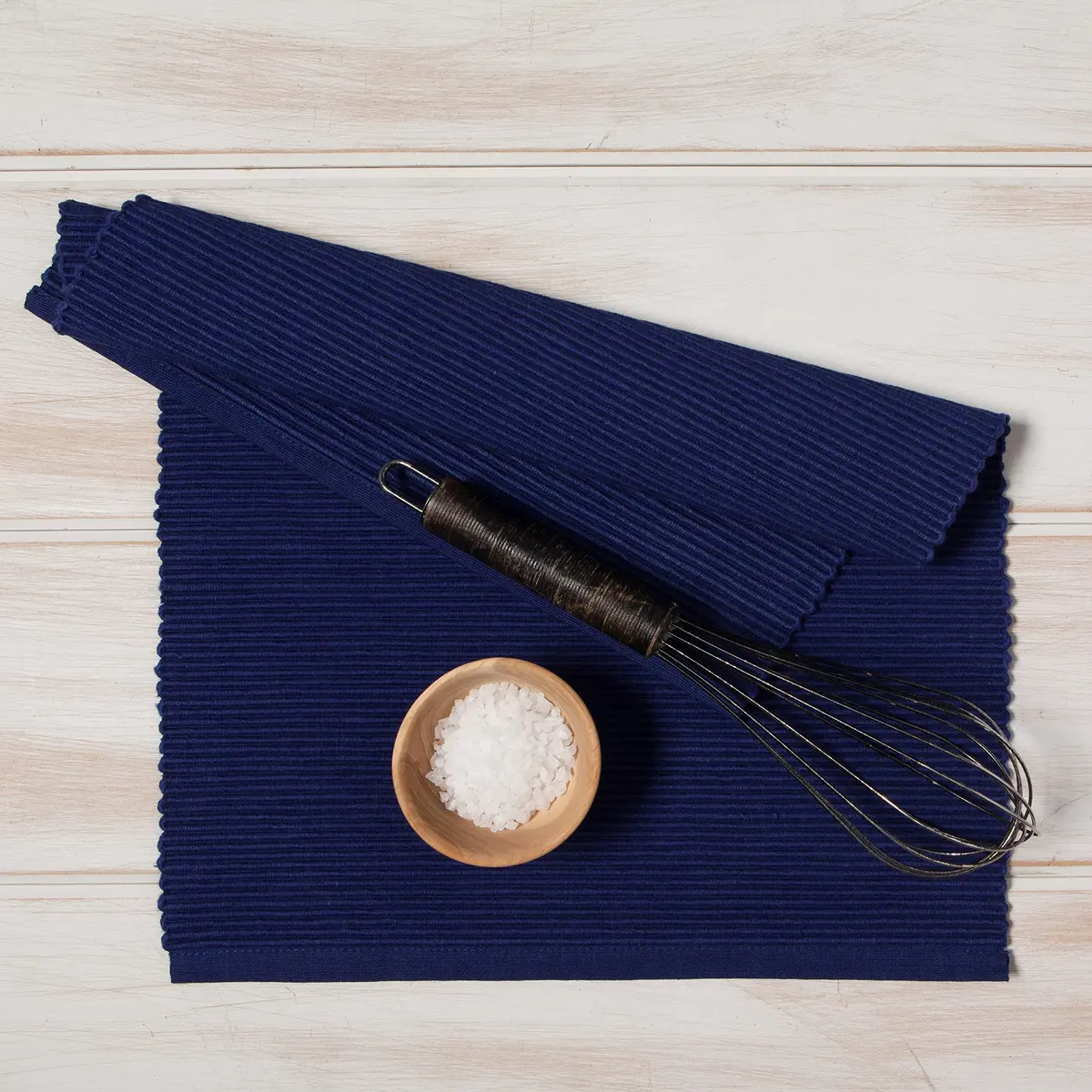 Now Designs Spectrum Placemats Ribbed Cotton, Indigo Blue | Classic 19x13 inch Set of 4 - view 6