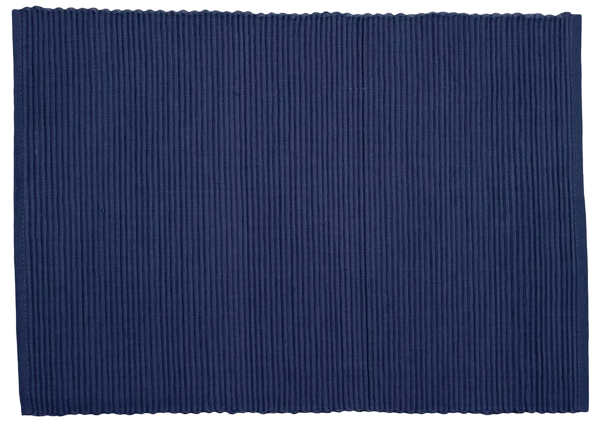 Now Designs Spectrum Placemats Ribbed Cotton, Indigo Blue | Classic 19x13 inch Set of 4 - view 8