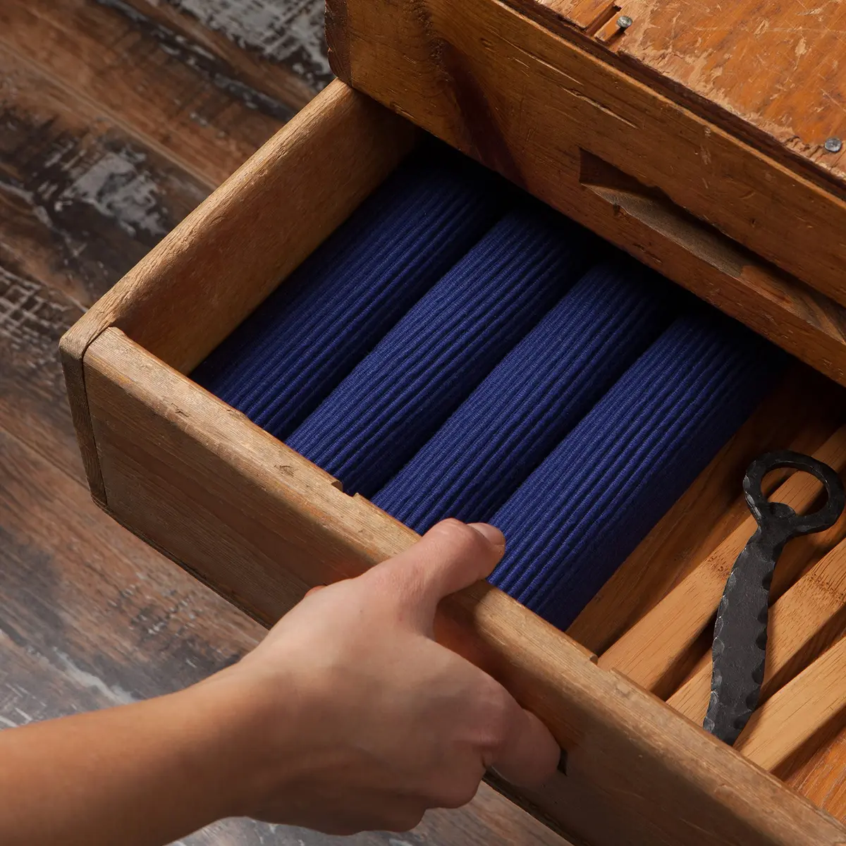 Now Designs Spectrum Placemats Ribbed Cotton, Indigo Blue | Classic 19x13 inch Set of 4 - view 4