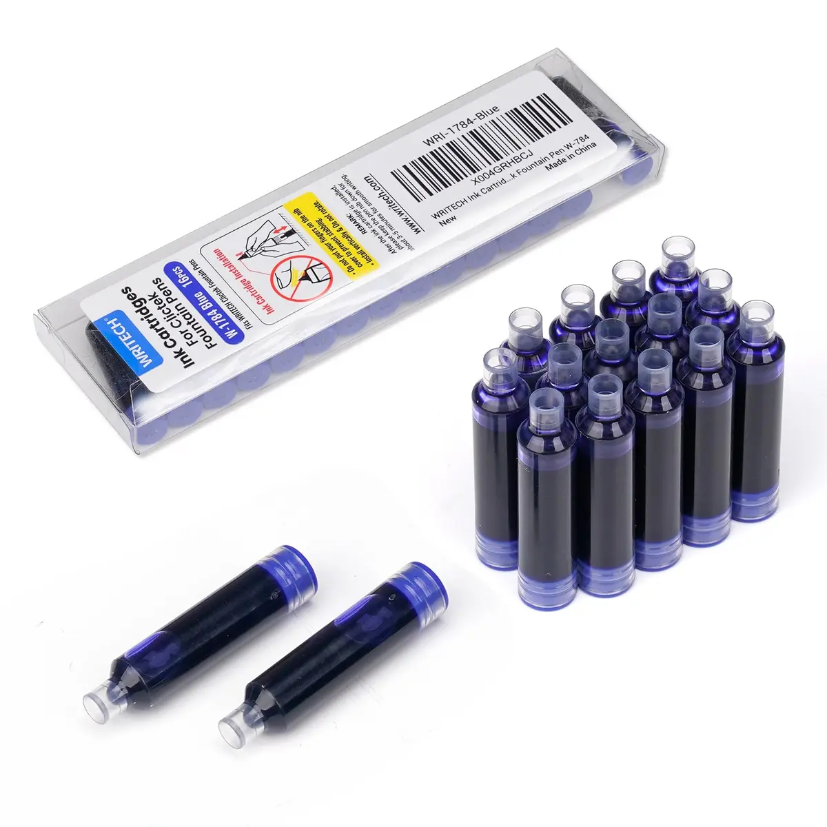 WRITECH W-1784 Cartridge Blue Ink 16ct | Smooth, Long-Lasting Fountain Pen Refill - view 6