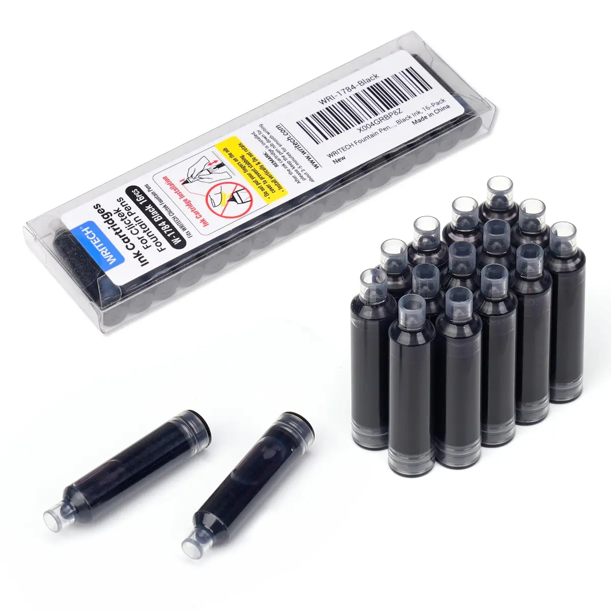 WRITECH W-1784 Cartridge Black Ink 16ct | Long-Lasting, Smooth Flow for Fountain Pens - view 6