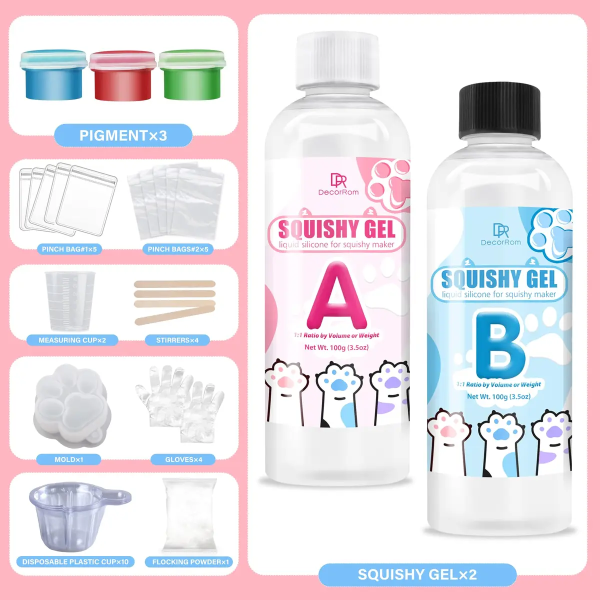 DecorRom Gel for Taba Squishy Kit 7oz Liquid Silicone | Ultra-Soft Fast Cure for Stress Relief - view 2