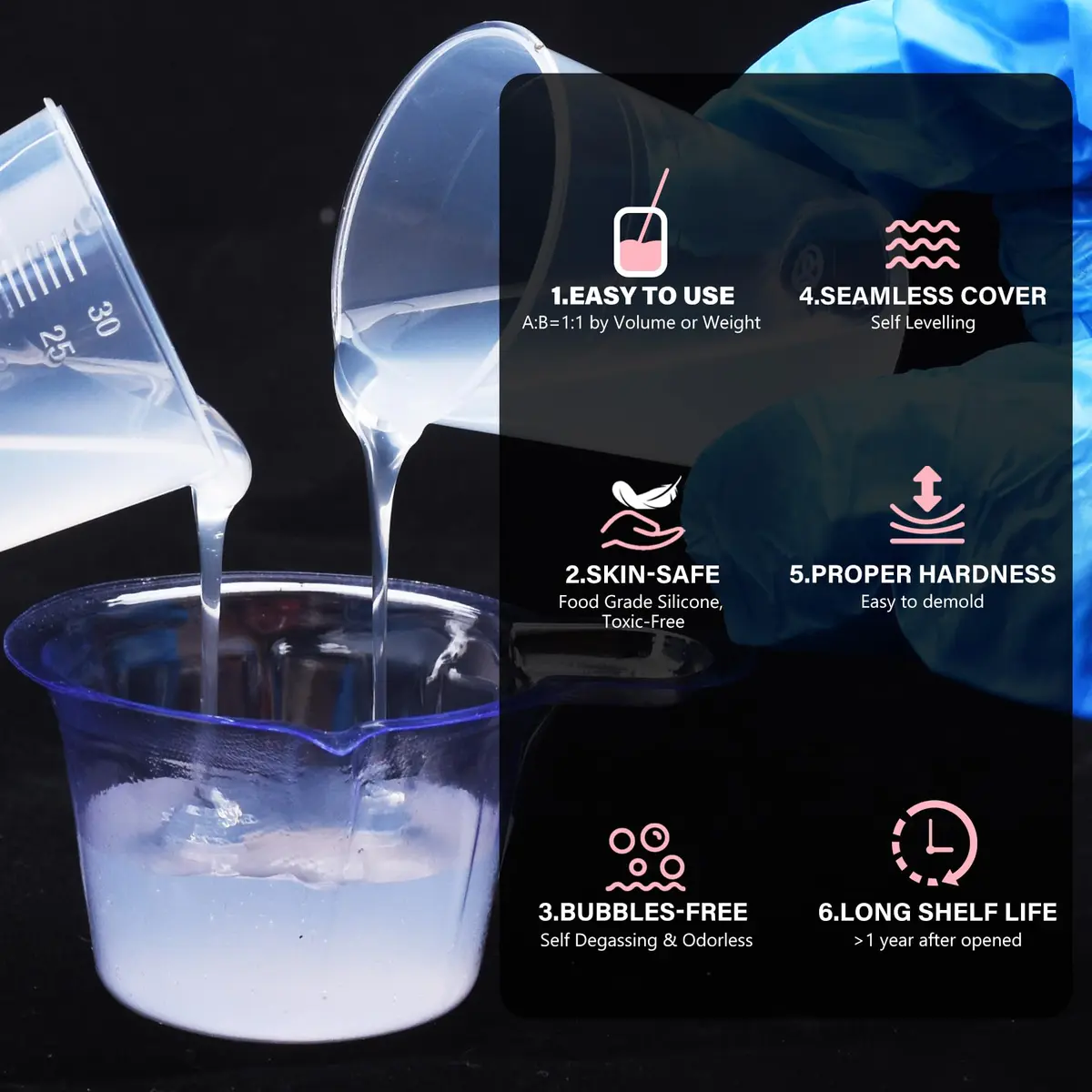 DecorRom Gel for Taba Squishy Kit 7oz Liquid Silicone | Ultra-Soft Fast Cure for Stress Relief - view 3