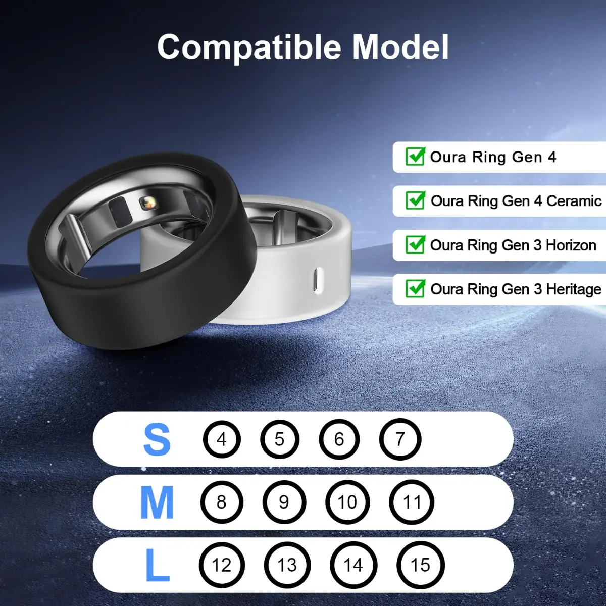 ZOOROO Oura Ring Covers (8 Pack) for Gen 3/4, Size M (8-11) | Silicone Ring Protector with Charging Hole - view 2