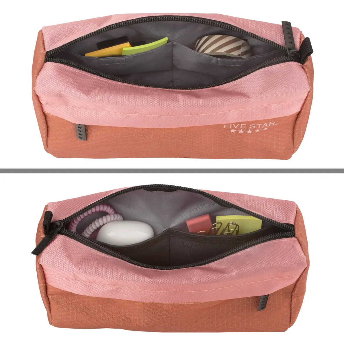 Five Star Pencil Pouch, Pen Case, 9-Pocket Zipper Organizer, Pink/Terracotta | Durable School Storage - view 5
