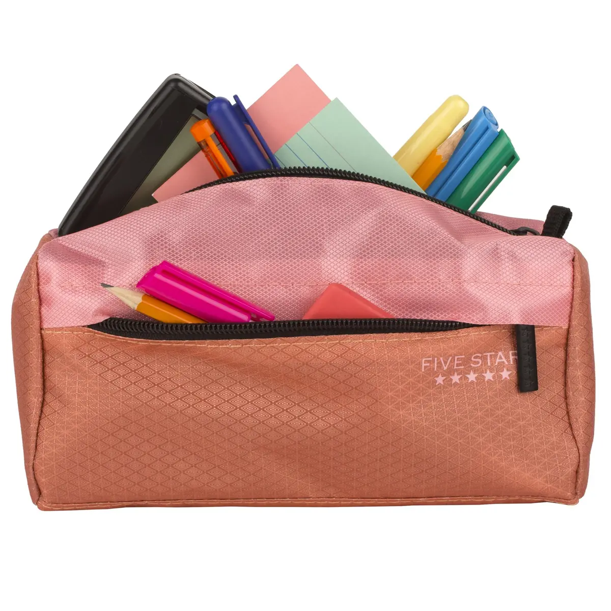 Five Star Pencil Pouch, Pen Case, 9-Pocket Zipper Organizer, Pink/Terracotta | Durable School Storage - view 3