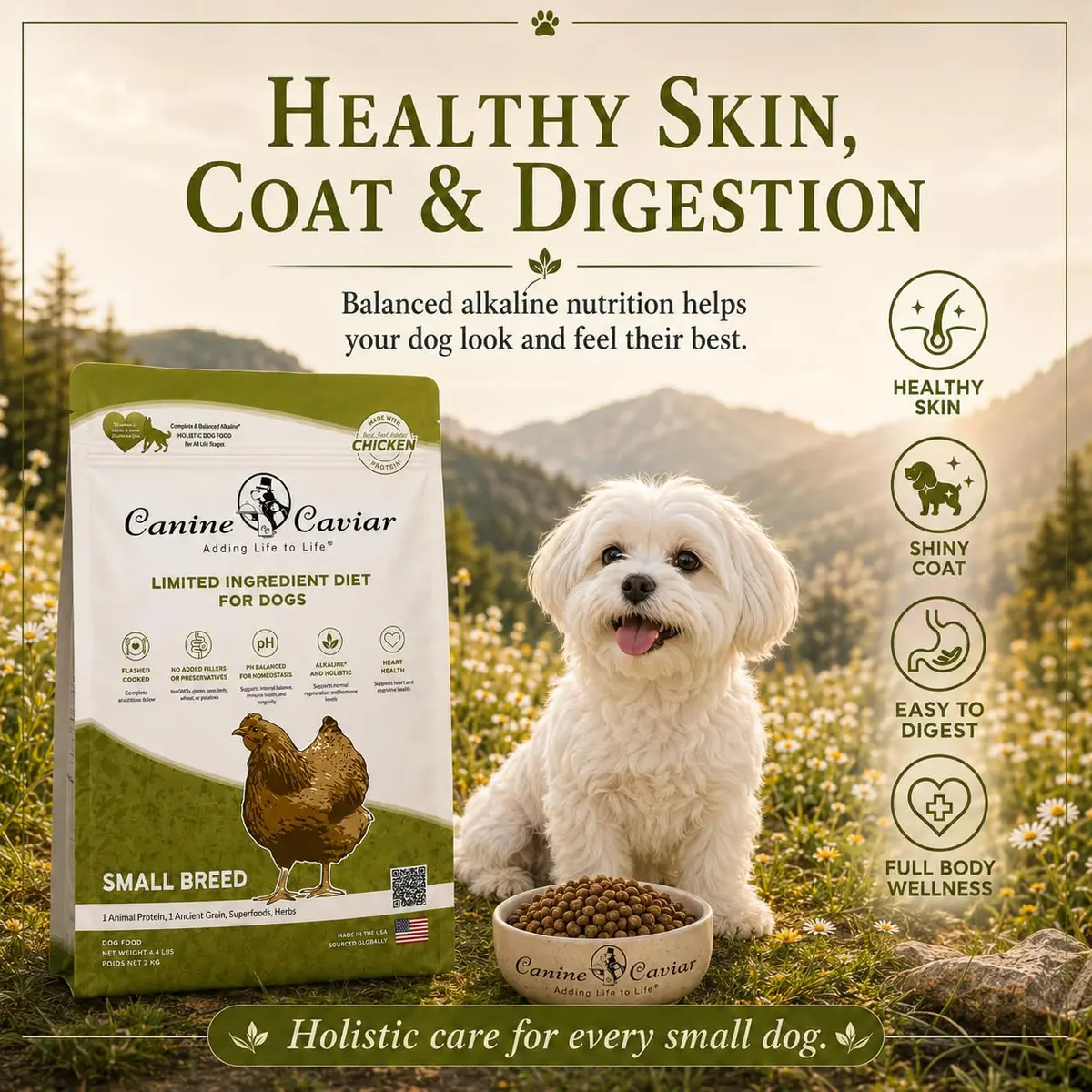 Canine Caviar Small Breed Dry Dog Food Chicken & Ground Oats 11 lb | Grain-Free, pH Balanced - view 7